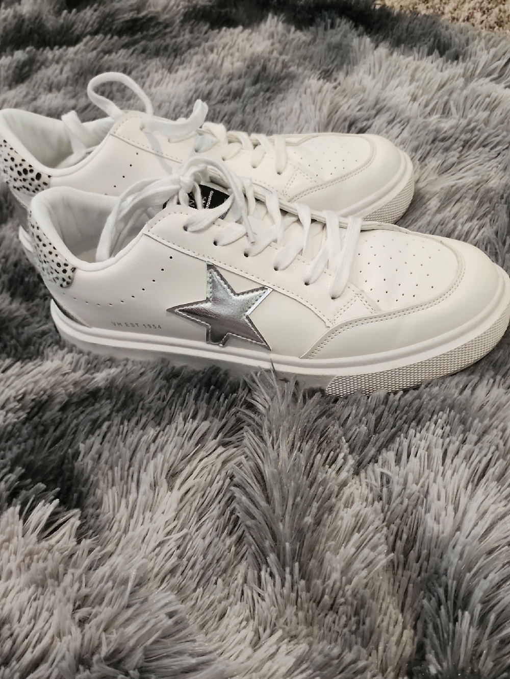 Women's Vintage Havana  White Sneakers with Silver Star Accent